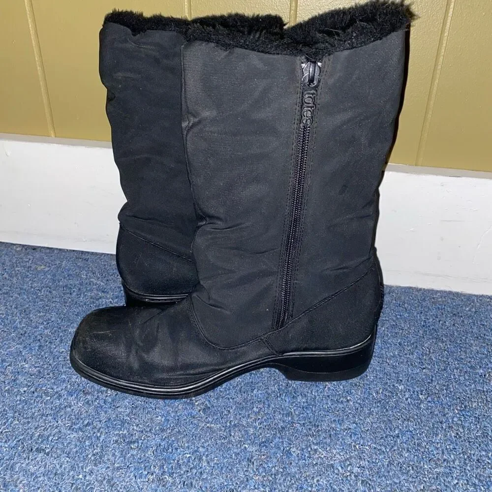 Totes women 9 snowcap weather footwear mid calf snow boots w/size zipper black
